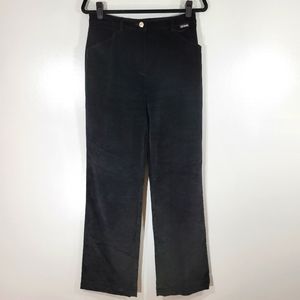 ST. JOHN SPORT black stretch velvet straight leg high rise dress trouser pants